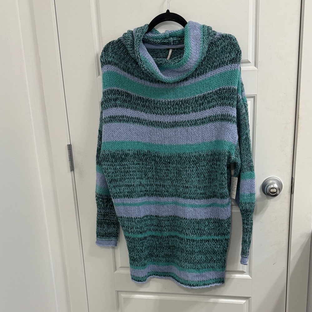 Free People Waterfalls Combo Tunic Striped Sweater Size Small New‎
